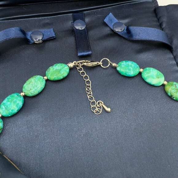 Vintage Stauer Sterling Silver Chrysocolla Pendant Necklace Green Aqua Drop 20"L - Picture 11 of 13